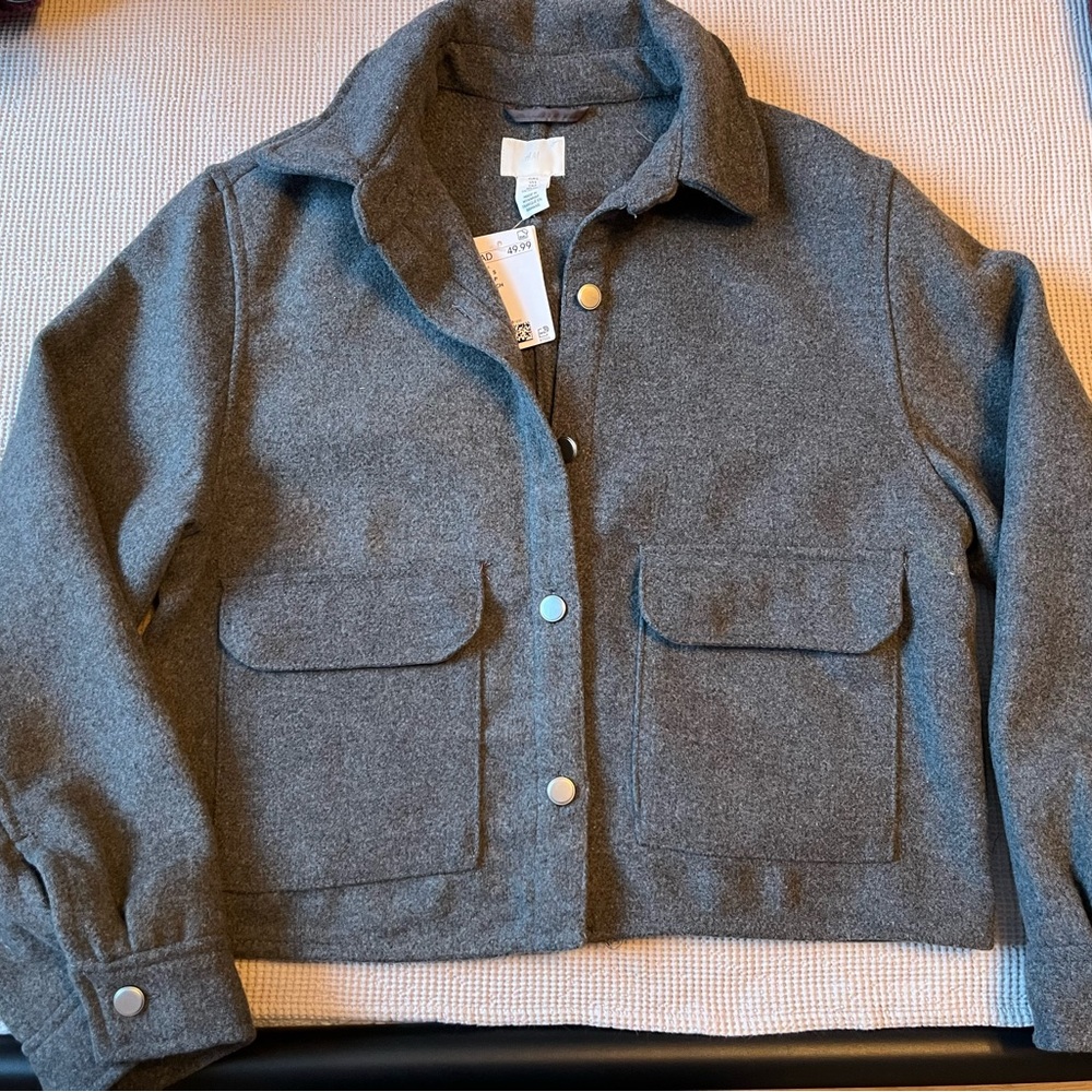 Gray H&M Wool like Jacket with Pockets